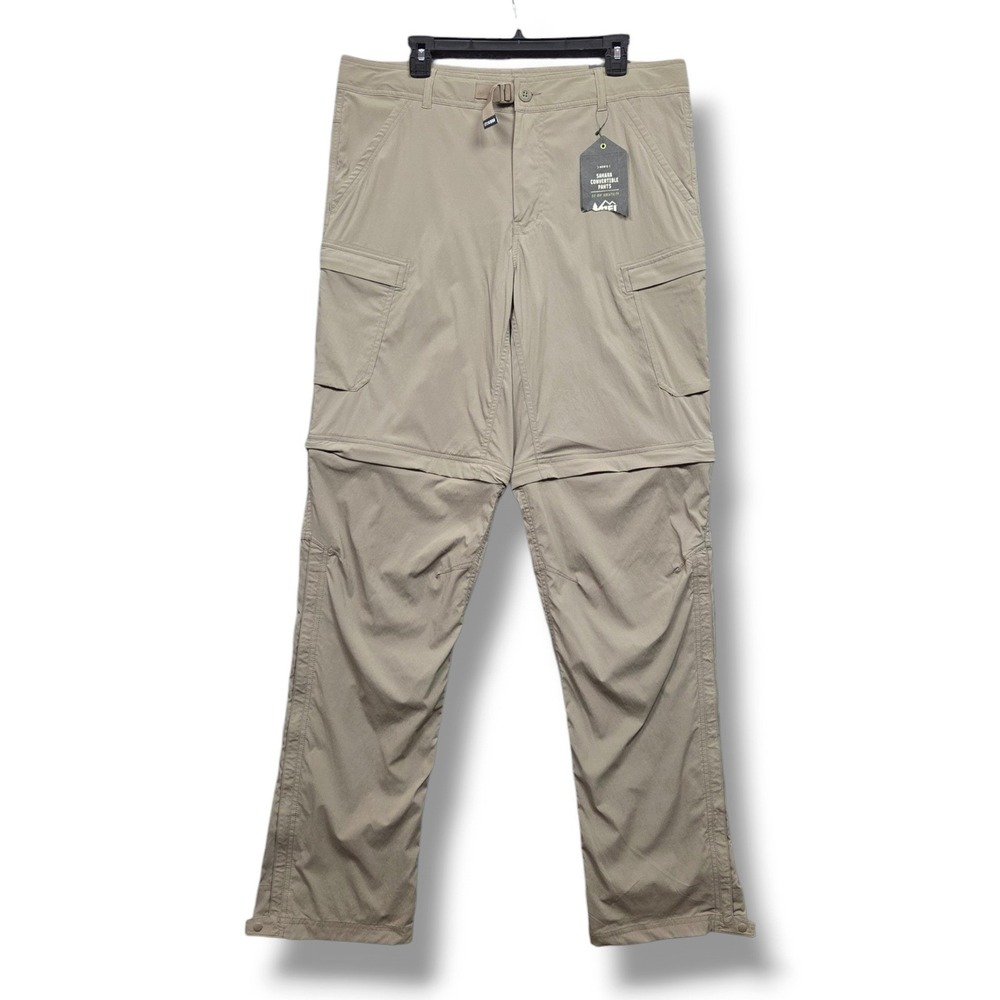 REI Sahara Convertible Pants Mens 36 x 36 Armadillo Taupe Relaxed UPF DWR